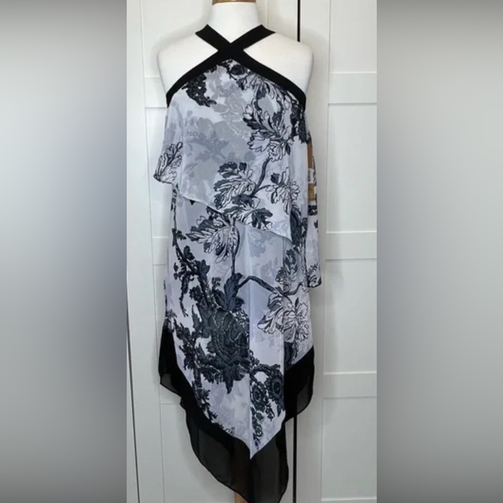 Chiffon layered handkerchief dress, halter top